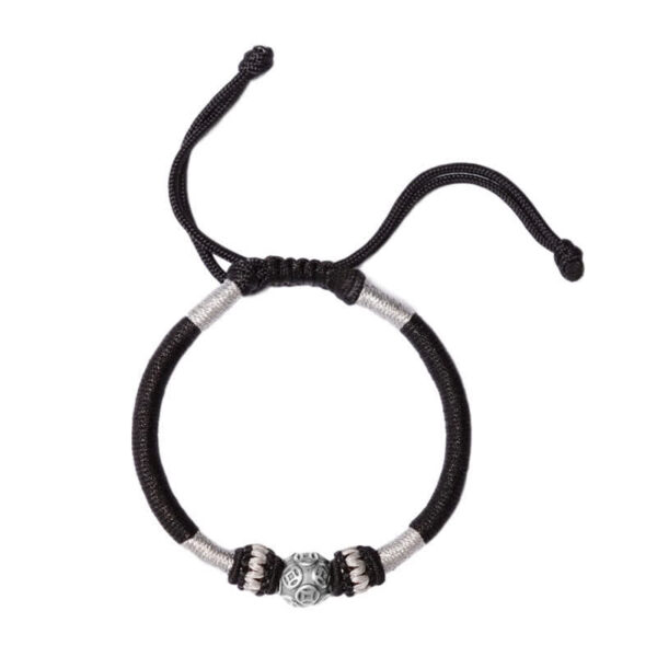 Buddha Stones 999 Sterling Silver Round Copper Coin Protection Luck Beaded String Bracelet - 图片 7