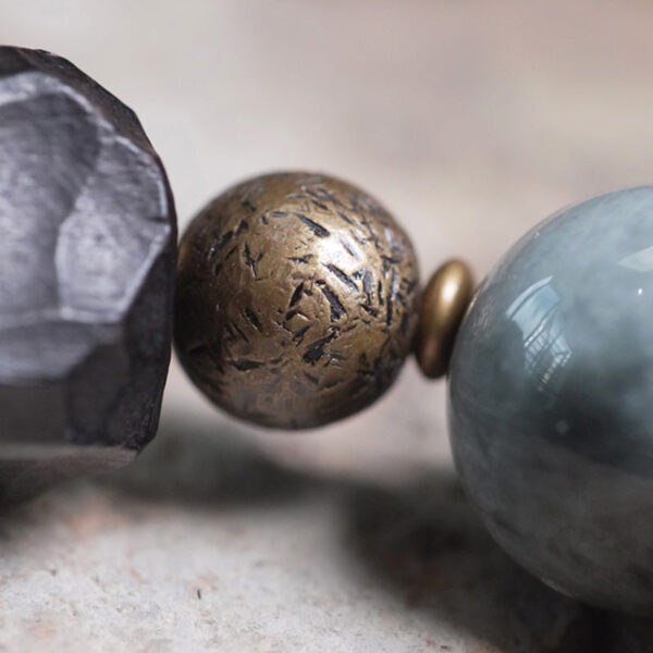 Buddha Stones Eagle's Eye Stone Ebony Wood Copper Confidence Couple Bracelet - 图片 8