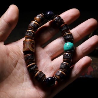 Tibetan Yak Bone Dzi Bead Turquoise Keep Away Evil Spirits Bracelet