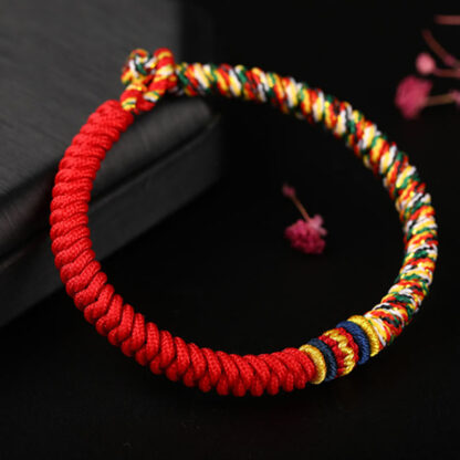 Buddha Stones Tibetan Handmade Multicolored Thread King Kong Knot Strength Braid String Bracelet - 图片 3