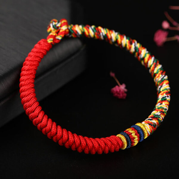 Buddha Stones Tibetan Handmade Multicolored Thread King Kong Knot Strength Braid String Bracelet - 图片 3