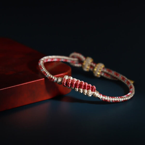 Tibetan Handmade Eight Thread Peace Knot Prayer Wheel Braided Protection Bracelet - 图片 4