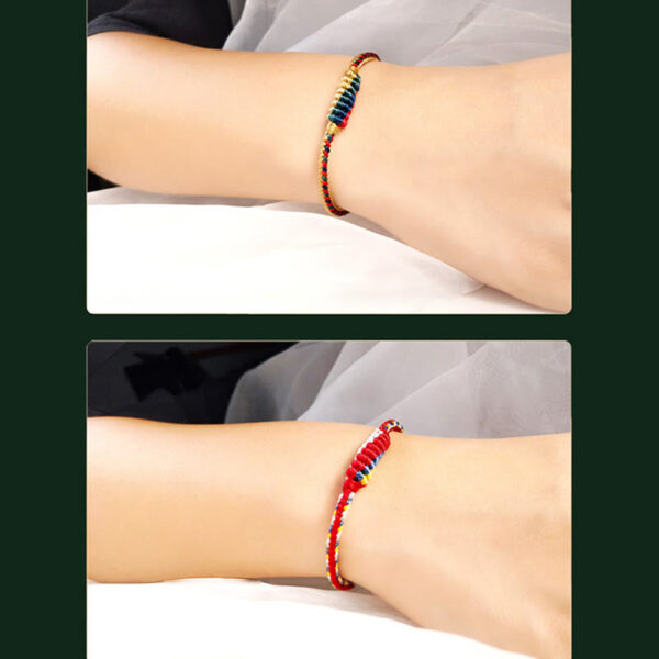 Tibetan Handmade Eight Thread Peace Knot Prayer Wheel Braided Protection Bracelet - 图片 12