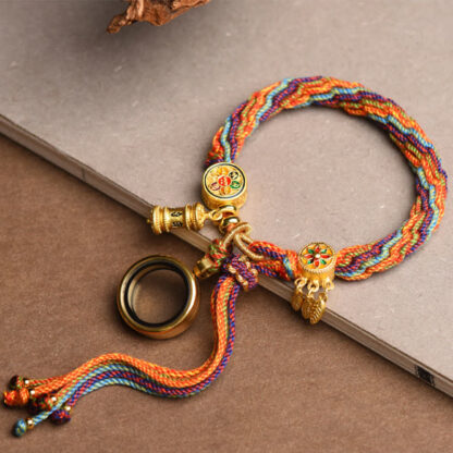 Buddha Stones Tibetan Om Mani Padme Hum Dreamcatcher Luck Colorful Reincarnation Knot String Bracelet - 图片 3