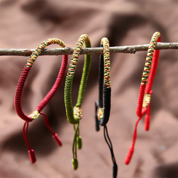 Buddha Stones Tibetan Handmade Multicolor King Kong Knot Luck Strength Braided Bracelet - 图片 2