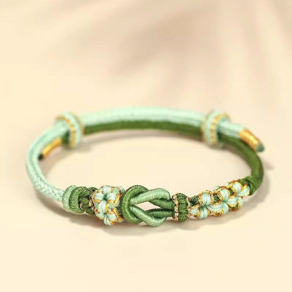 Handmade Peach Blossom Knot Eight Thread Peace Knot Luck Protection Bracelet - 图片 4