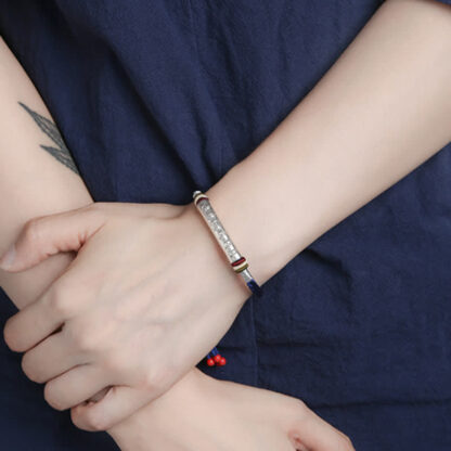 Buddha Stones 999 Sterling Silver Om Mani Padme Hum Protection Strength String Bracelet - 图片 17