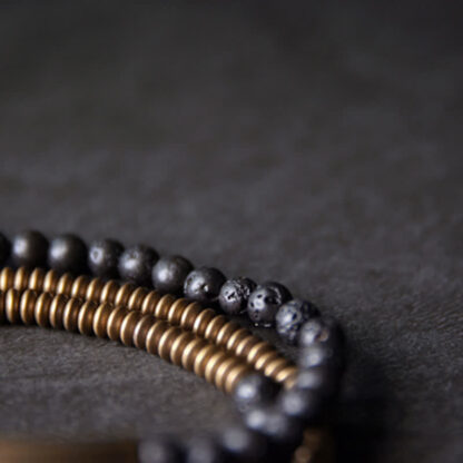Buddha Stones Vintage Lava Rock Copper Support Bracelet - 图片 13