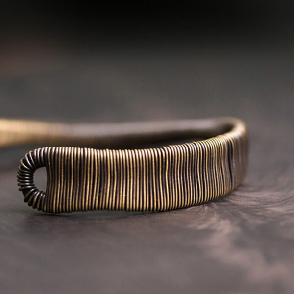 Simple Design Wrapped Copper Luck Wealth Adjustable Cuff Bracelet - 图片 8