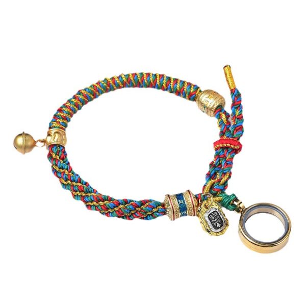 Tibetan Om Mani Padme Hum Carved Zakiram Goddess of Wealth Charm Amulet Bracelet - 图片 4