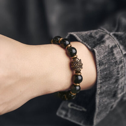 Buddha Stones Rainbow Obsidian Copper Love Healing Bracelet - 图片 9