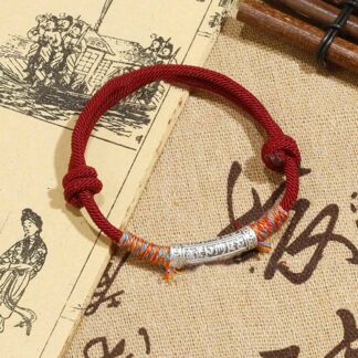 Handmade 999 Sterling Silver Om Mani Padme Hum Protection Rope Bracelet
