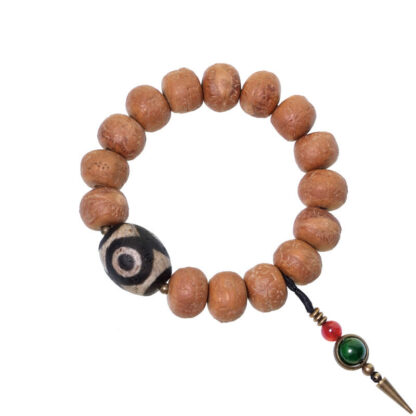 Buddha Stones Tibet Bodhi Seed Dzi Bead Peace Charm Wrist Mala Bracelet - 图片 10