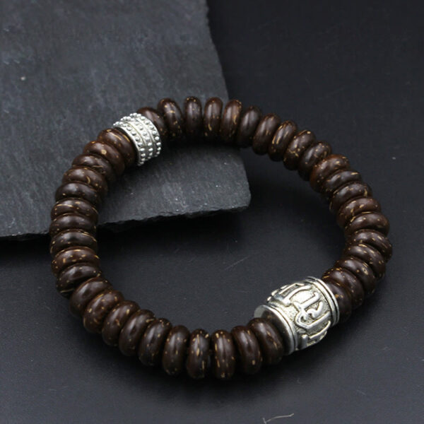 Natural Tibetan Coconut Shell Om Mani Padme Hum Positive Bracelet - 图片 22