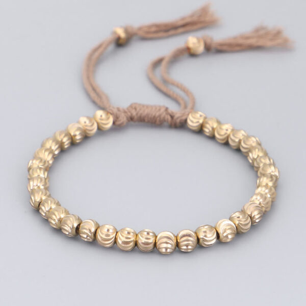 Tibetan Handmade Copper Bead Luck String Bracelet - 图片 6