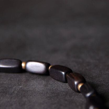Tibet Ebony Wood Dzi Bead Copper Balance Double Wrap Bracelet - 图片 3