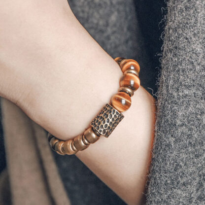 Buddha Stones Tiger Eye Stone Copper Protection Bracelet - 图片 4