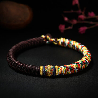 Buddha Stones Tibetan Handmade Multicolored Thread King Kong Knot Strength Braid String Bracelet - 图片 6