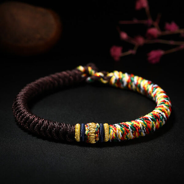Buddha Stones Tibetan Handmade Multicolored Thread King Kong Knot Strength Braid String Bracelet - 图片 6