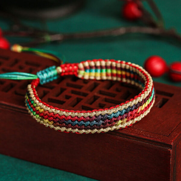 Buddha Stones Tibet Handmade Rainbow Multicolored Protection Braided String Bracelet - 图片 2