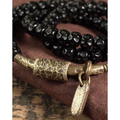 Retro Coconut Shell Copper Happiness Triple Wrap Bracelet - 图片 9
