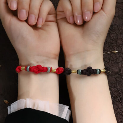 Buddha Stones Red String Jade Luck Fortune Knot Braided String Bracelet - 图片 17
