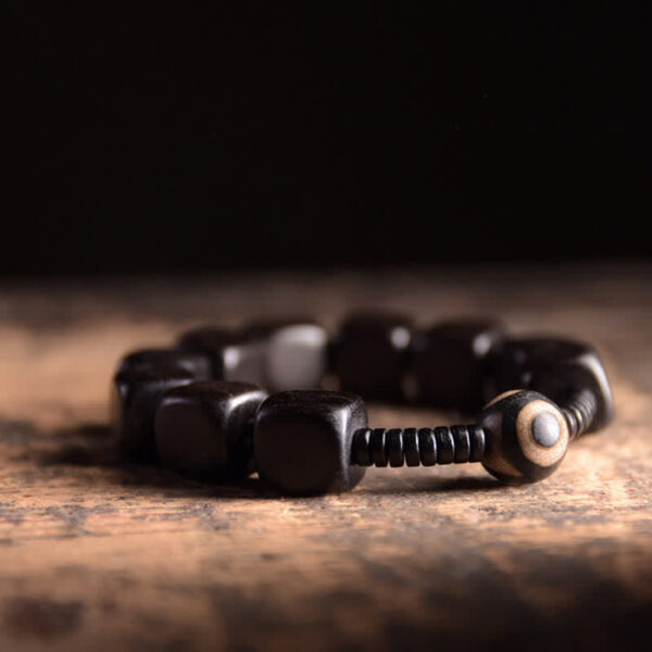 Buddha Stones Tibetan Ebony Wood Dzi Bead Strength Bracelet - 图片 7