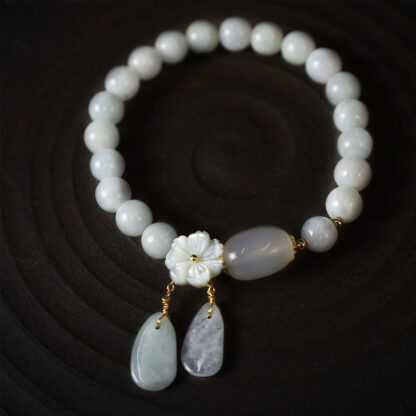 Buddha Stones Natural White Jade Luck Bracelet - 图片 9