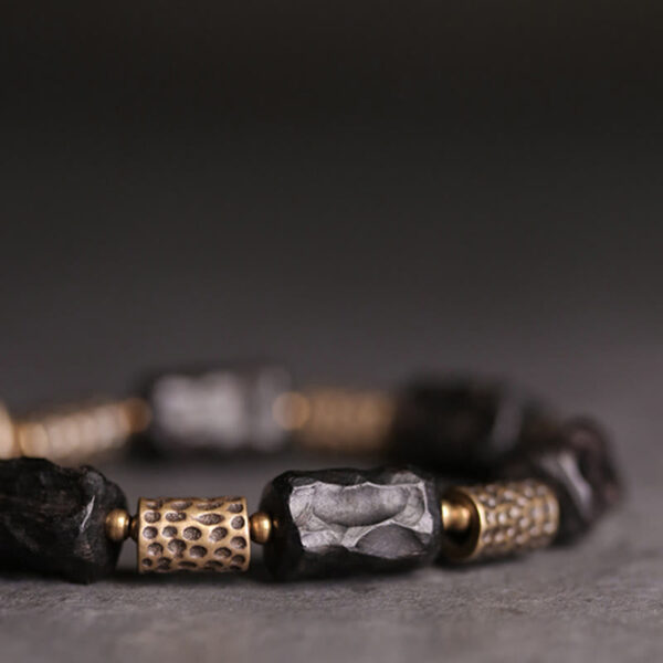 Buddha Stones Tibetan Ebony Wood Copper Calm Peace Bracelet - 图片 12