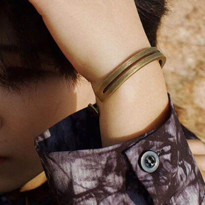 Buddha Stones Rustic Copper Luck Viking Cuff Bracelet - 图片 4