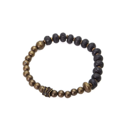 Buddha Stones Lava Rock Stone Copper Balance Cuff Bracelet Bangle - 图片 10