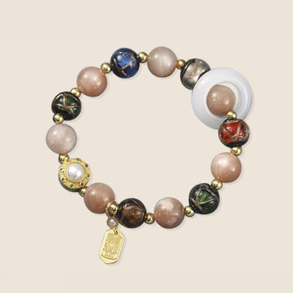 Tibetan Incense Ash Liuli Glass Tridacna Stone Sun Stone Om Mani Padme Hum Prayer Wheel Charm Bracelet - 图片 13