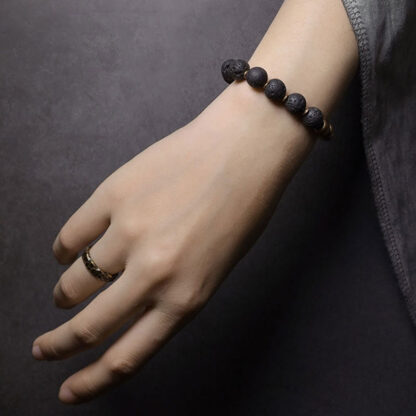 Buddha Stones Lava Rock Stone Rainbow Obsidian Copper Support Healing Bracelet - 图片 8