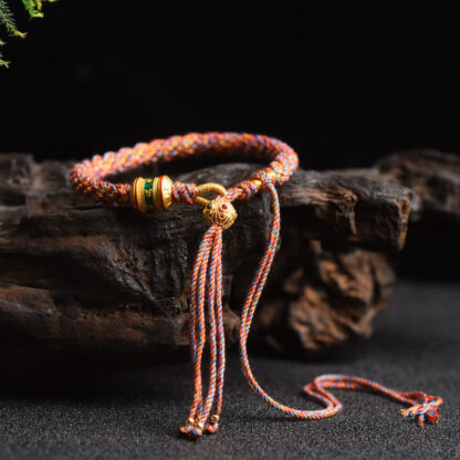 Buddha Stones Tibetan Handmade Luck Prayer Wheel Bead Charm Weave Colorful String Bracelet - 图片 14