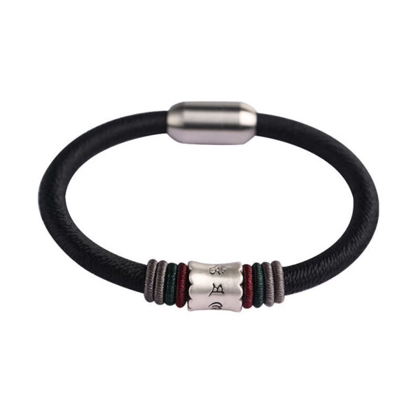 Buddha Stones 999 Sterling Silver Om Mani Padme Hum Peace Magnetic Buckle Bracelet - 图片 12