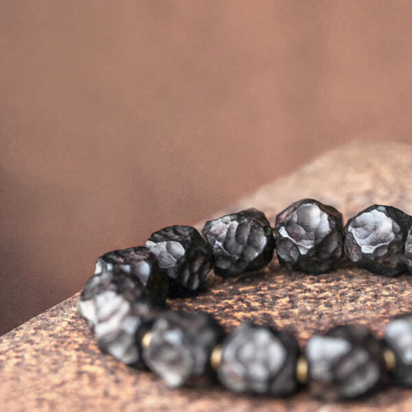 Buddha Stones Ebony Wood Copper Peace Balance Couple Bracelet - 图片 8