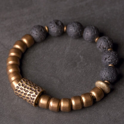 Buddha Stones Lava Rock Stone Rainbow Obsidian Copper Support Healing Bracelet - 图片 6