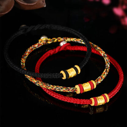 Tibet 999 Gold Om Mani Padme Hum Engraved Protection Lucky Bead Bracelet - 图片 3