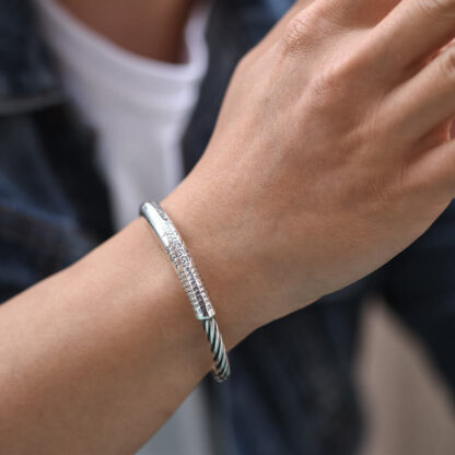 Buddha Stones Tibetan Om Mani Padme Hum Heart Sutra Purity Cuff Bracelet - 图片 9