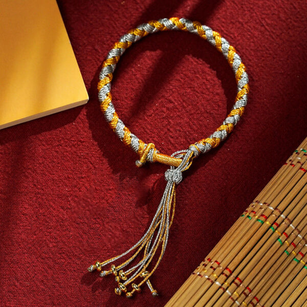 Handmade Tibetan Five God Of Wealth Dragon Scale Rope Luck Braid Bracelet - 图片 17