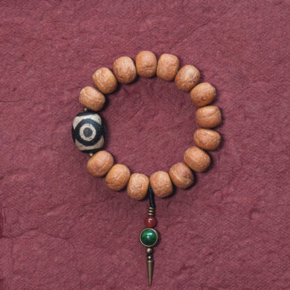 Buddha Stones Tibet Bodhi Seed Dzi Bead Peace Charm Wrist Mala Bracelet
