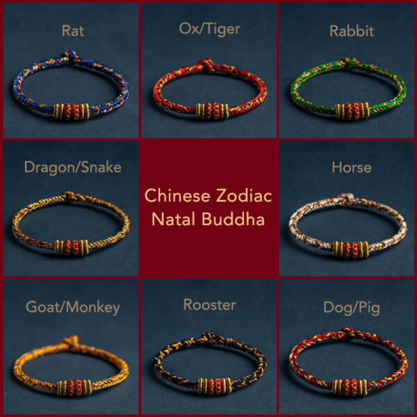 Buddha Stones Tibet Handmade Chinese Zodiac Natal Buddha Luck Strength Braided String Bracelet - 图片 4