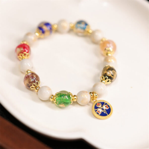Tibetan Five God Of Wealth Fortune Liuli Glass Bead Incense Ash Porcelain Bead Charm Bracelet - 图片 7