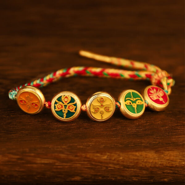 Tibetan Five God Of Wealth Colorful Rope Braided Luck Bracelet - 图片 9