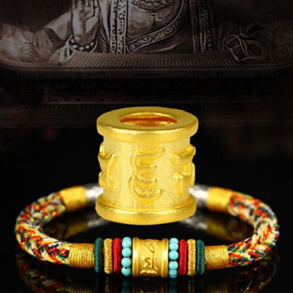 Buddha Stones Tibet 999 Gold Om Mani Padme Hum Handmade Eight Thread Peace Knot Luck Bracelet - 图片 14