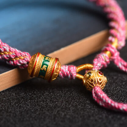 Buddha Stones Tibetan Handmade Luck Prayer Wheel Bead Charm Weave Colorful String Bracelet - 图片 16
