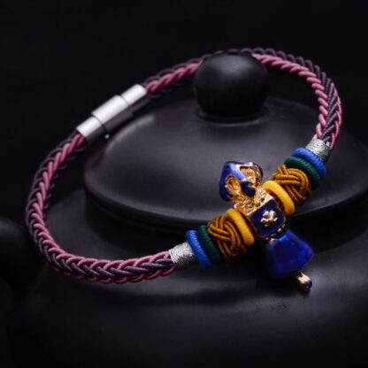 Buddha Stones Tibetan Handmade Dorje Vajra Strength Eight Threads String Bracelet - 图片 2