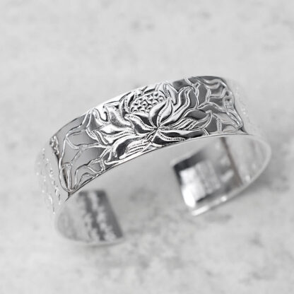 Buddha Stones Tibetan Lotus White Copper Luck Bracelet - 图片 11