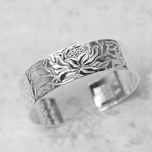 Buddha Stones Tibetan Lotus White Copper Luck Bracelet - 图片 11