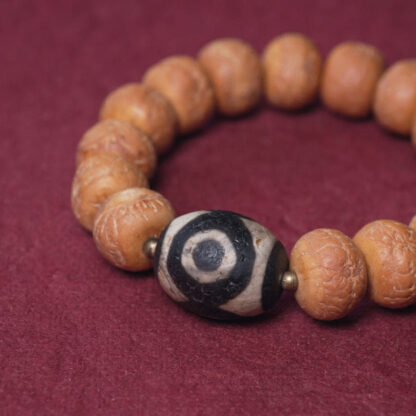 Buddha Stones Tibet Bodhi Seed Dzi Bead Peace Charm Wrist Mala Bracelet - 图片 2